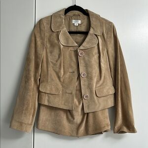 LOFT Tan 2 piece suede suit